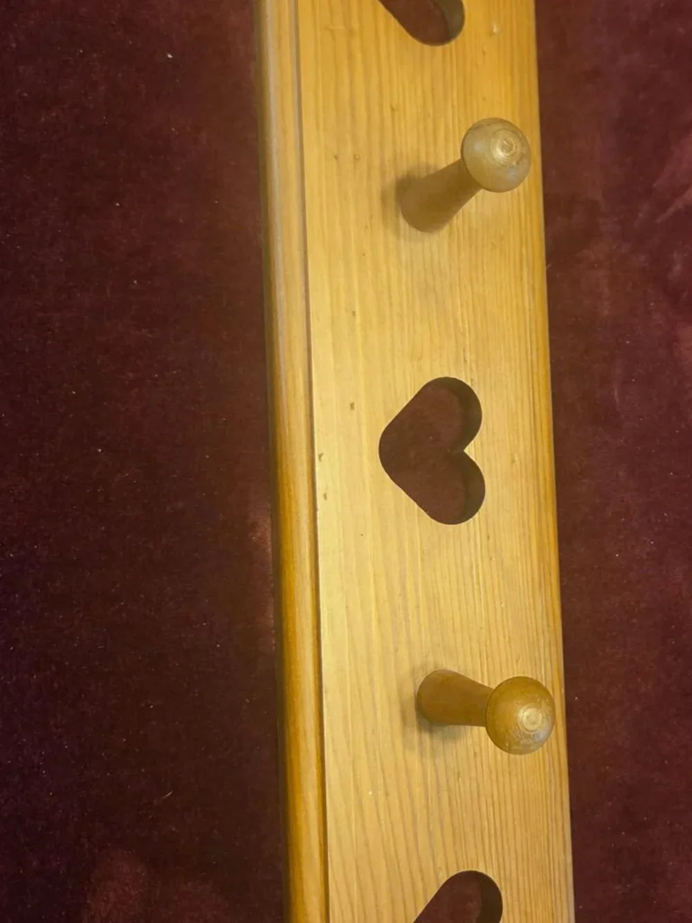 vintage wood cutout heart peg rack approx. 24 inches long